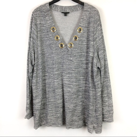 Lane Bryant Sweaters - ❌SOLD❌Lane Bryant Gray Sweatshirt Gold Rings 26/28